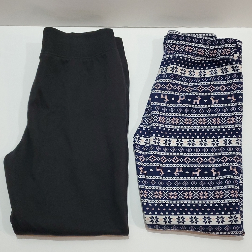 Girl's Fleece Lined Leggings And Fleece Sweatpants Size 10-12 Lot Of 2 Fair Isle